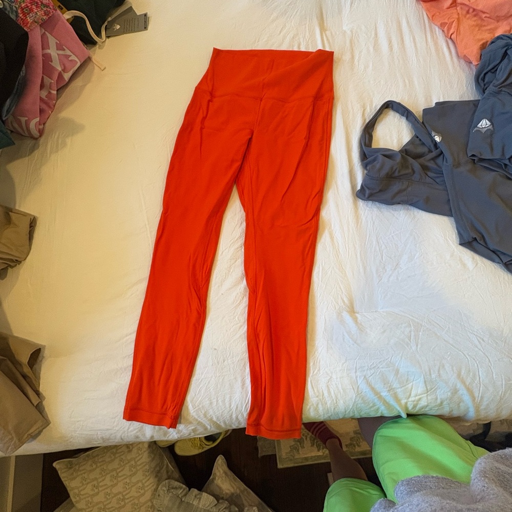 lululemon athletica Orange Leggings Stretchy Full-Length Athletic Fit